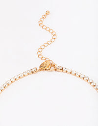 Waterproof Gold Plated Stainless Steel Cubic Zirconia Tennis Necklace - link has visual effect only