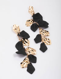 Black & Gold Petal Long Drop Earrings - link has visual effect only