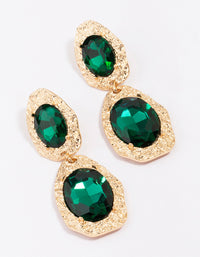 Gold Double Disc Emerald Drop Earrings - link has visual effect only