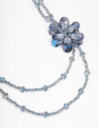 Blue Beaded Flower Layered Necklace - link has visual effect only