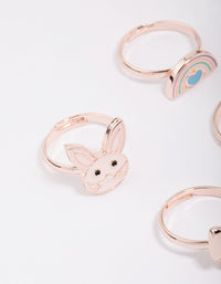 Kids Rose Gold Easter Bunny Bow Ring 6-Pack - link has visual effect only