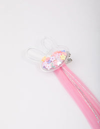 Kids Pink & Blue Bunny Hair Extension Clip - link has visual effect only