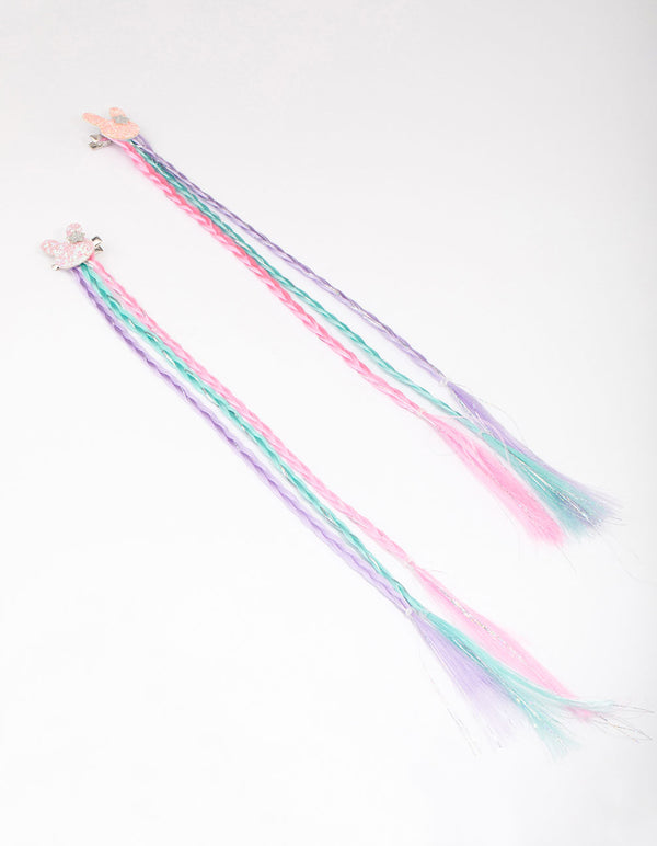 Kids Pastel Braided Bunny Hair Extension Clip