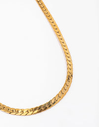 Waterproof Gold Plated Stainless Steel Flat Curb Chain Necklace - link has visual effect only