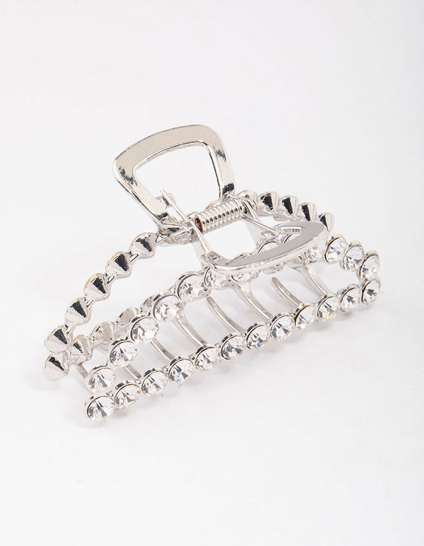 Rhodium Diamante Arched Hair Claw Clip