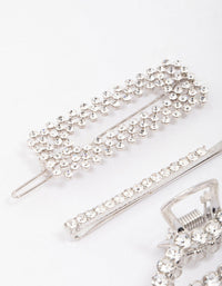 Silver Mixed Diamante Hair Claw Clip 3-Pack - link has visual effect only