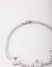 Rhodium Square Cubic Zirconia Bracelet - link has visual effect only