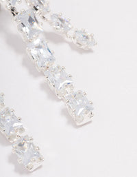 Silver Multi Cubic Zirconia Stone Cup Chain Drop Earrings - link has visual effect only