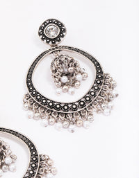 Antique Silver Beaded Ball Drop Earrings - link has visual effect only