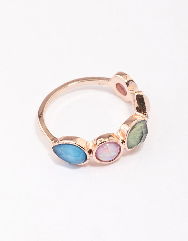 Rose Gold Pebble Stone Band Ring