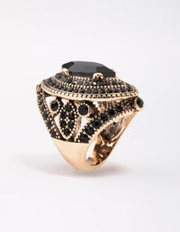 Gold & Black Grand Marquise Cocktail Ring - link has visual effect only