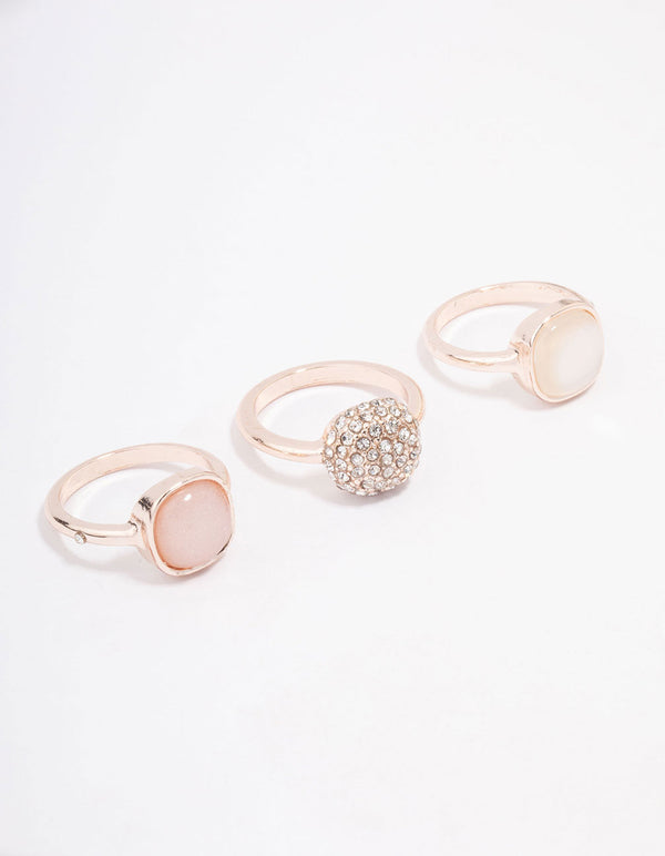 Rose Gold Pave Stacking Ring 3-Pack