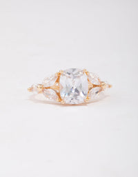 Gold Elegant Floral Cubic Zirconia Ring - link has visual effect only