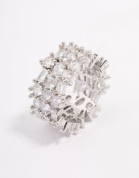 Silver Mixed Stone Cubic Zirconia Band Ring - link has visual effect only