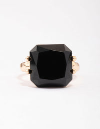 Gold Emerald-Cut Black Stone Ring - link has visual effect only