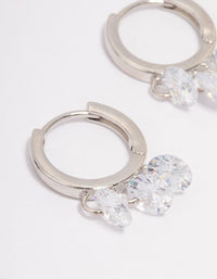 Silver Cubic Zirconia Triple Round Huggie Hoop Earrings - link has visual effect only