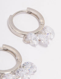 Silver Cubic Zirconia Triple Round Huggie Hoop Earrings - link has visual effect only