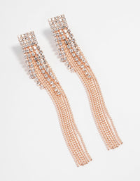 Rose Gold Diamante Cup Chain Drop Earrings - link has visual effect only