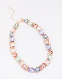 Rose Gold Pearl Stone Statement Necklace - link has visual effect only