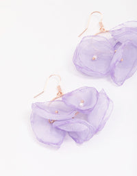 Rose Gold Fabric Layered Flower Drop Earrings - link has visual effect only