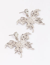 Silver Diamante Goth Butterfly Drop Earrings - link has visual effect only