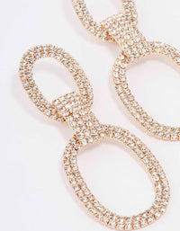 Gold Linked Oval Drop Earrings - link has visual effect only