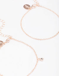 Rose Gold Butterfly Diamante Bracelet Pack - link has visual effect only