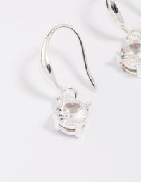 Silver Plated Cubic Zirconia Solitaire Hook Earrings - link has visual effect only