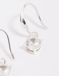 Silver Plated Cubic Zirconia Solitaire Hook Earrings - link has visual effect only