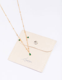 Gold Pear Emerald Droplet Chain Necklace - link has visual effect only