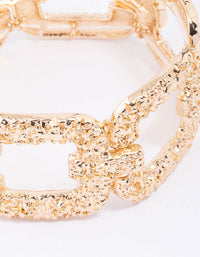 Gold Molten Chunky Link Stretch Bracelet - link has visual effect only