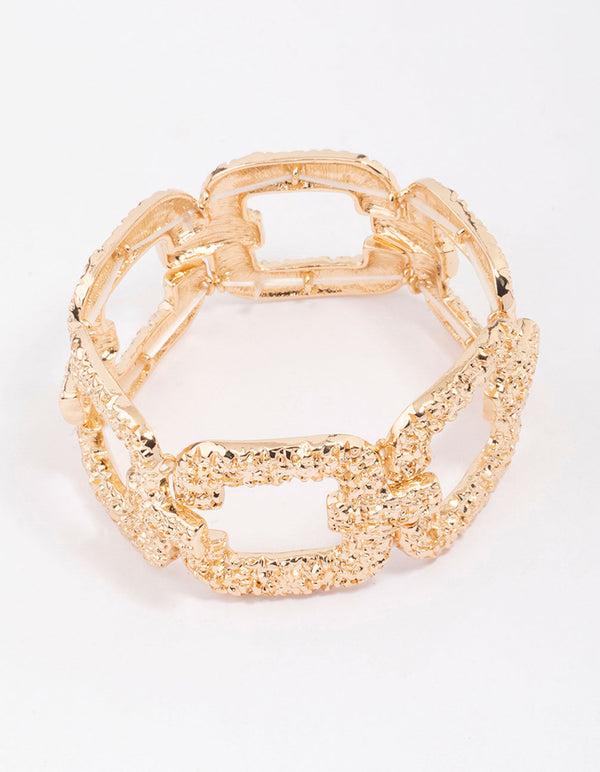 Gold Molten Chunky Link Stretch Bracelet