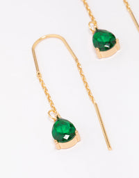 Gold Plated Cubic ZIrconia Emerald Threader Drop Earrings - link has visual effect only