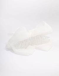 White Fabric Large Chiffon Bow Hair Claw Clip - link has visual effect only