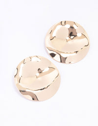 Gold Large Circular Coin Stud Earrings - link has visual effect only