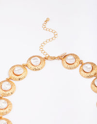 Gold Hammered Diamante Round Necklace - link has visual effect only