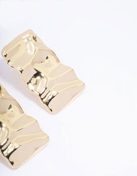 Gold Plated Hammered Rectangular Stud Earrings - link has visual effect only