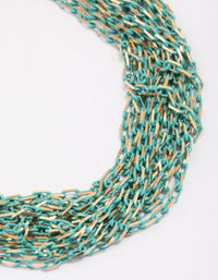 Gold & Green Layered Chain Bracelet - link has visual effect only