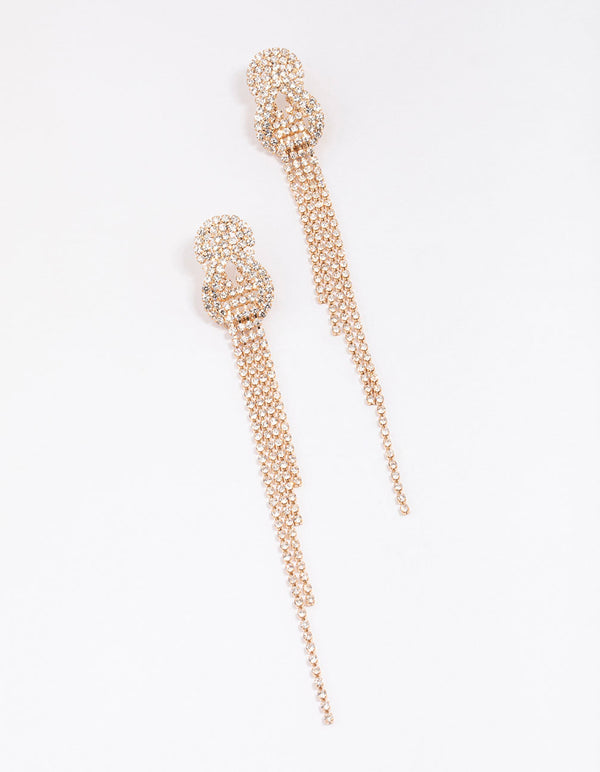 Gold Twisted Cup Chain Drop Earrings