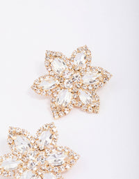 Gold Flower Diamante Stud Earrings - link has visual effect only