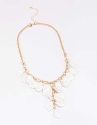 Gold White Iridescent Petal Statement Necklace - link has visual effect only