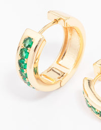 Gold Plated Cubic Zirconia Encased Huggie Hoop Earrings - link has visual effect only