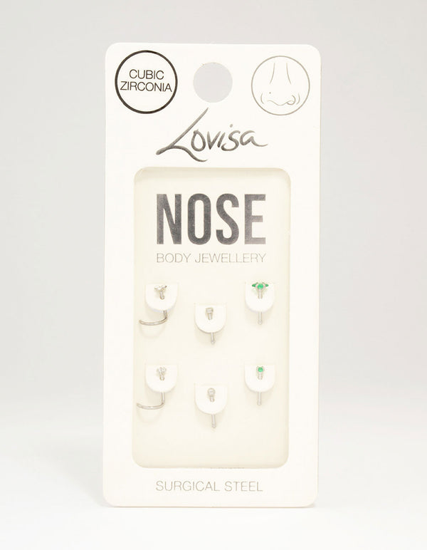 Surgical Steel Cluster Marquise Nose Piercing 6 Pack Lovisa
