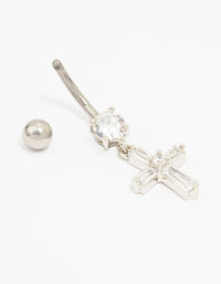 Surgical Steel Baguette Cross Drop Belly Piercing - link has visual effect only