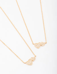 Gold Plated Cubic Zirconia Link Heart Necklace Pack - link has visual effect only