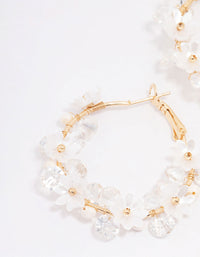 Gold Plated Freshwater Pearl Diamante Flower Hoop Earrings - link has visual effect only