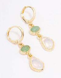 Gold Plated Double Organic Drop Earrings - link has visual effect only