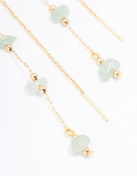 Gold Plated Semi-Precious Trio Stone Drop Earrings - link has visual effect only