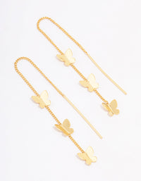 Gold Plated Butterfly Trio Drop Earrings - link has visual effect only