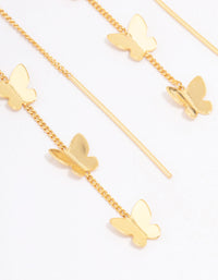 Gold Plated Butterfly Trio Drop Earrings - link has visual effect only